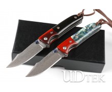 Little Assassin Damascus steel folding knife with abalone handle UD405305 